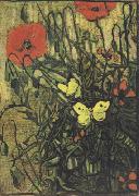 Vincent Van Gogh Poppies and Butterflies (nn04) USA oil painting artist